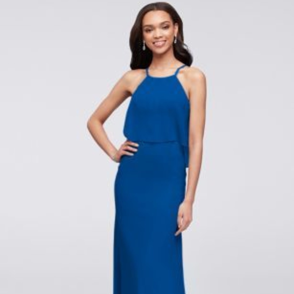 David's Bridal Chiffon Sheath Bridesmaid Dress